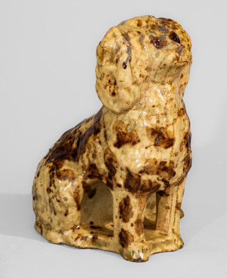 Rare Galena, Illinois Slip-Decorated Redware Spaniel Figure, second half 19th century