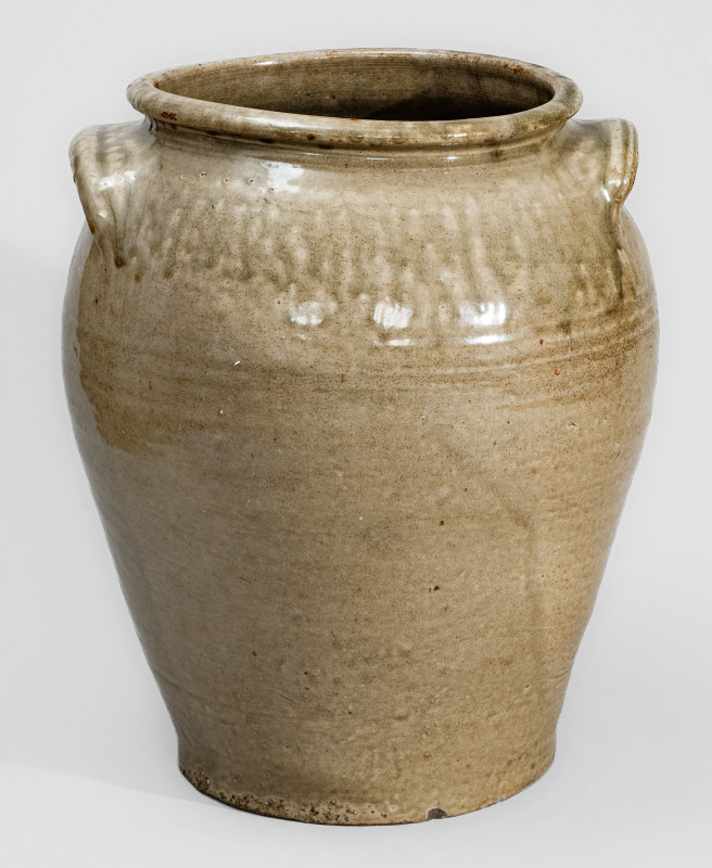 Rare and Fine Stoneware Jar attrib. Harry at Pottersville Stoneware Manufactory, Edgefield District, SC, c1830