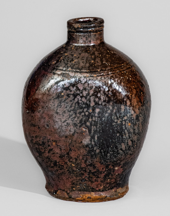 Extremely Rare Texas Stoneware Flask, probably Jefferson S. Nash Pottery, Marion County, c1850-60