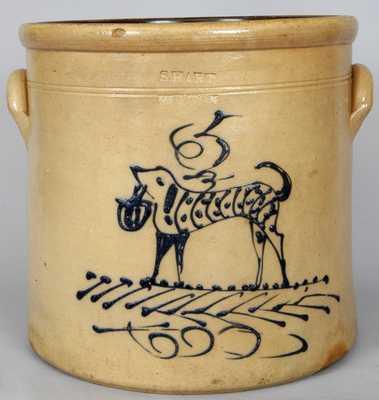 S. HART / FULTON (New York) Stoneware Crock w/ Dog