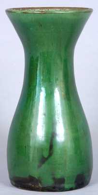 JOHN BELL Redware Pottery Vase w/ Vibrant Green Glaze
