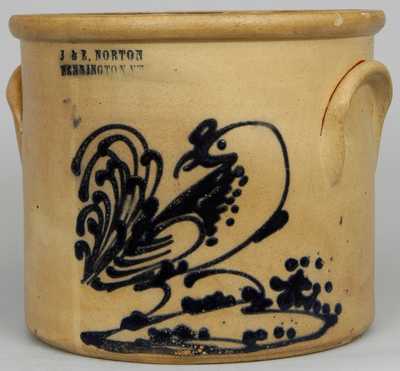 J. & E. NORTON / BENNINGTON VT Stoneware Rooster Crock