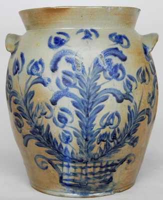 Six-Gallon Baltimore Stoneware Crock w/ Profuse Cobalt Decoration