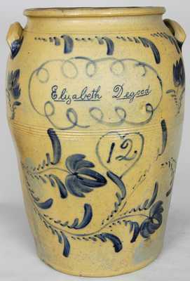 Twelve-Gallon Southwestern Pennsylvania Stoneware Presentation Crock