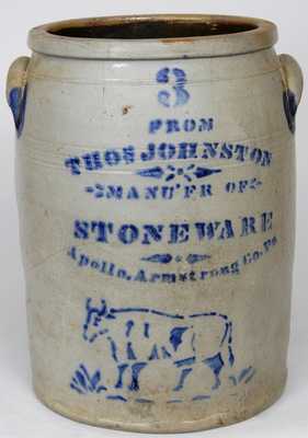 THOS JOHNSTON / MANU FR OF / STONEWARE / Apollo, Armstrong Co, PA Crock