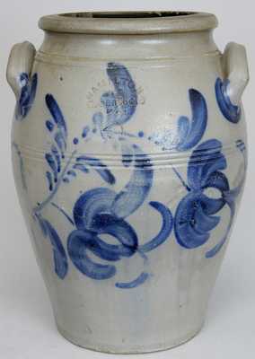 HAMILTON / & CO. / Greensboro / PA Stoneware Crock w/ Fuschia Decoration