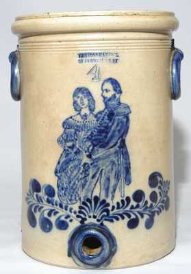 FENTON & HANCOCK / ST. JOHNSBURY, VT. Stoneware Water Cooler Depicting a Soldier & His Wife