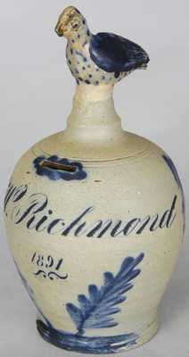 Richard C. Remmey, Philadelphia Stoneware Bank w/ Bird Finial
