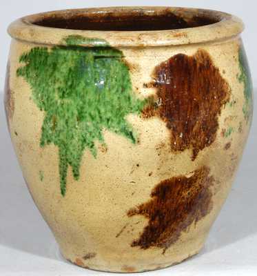 S. BELL & SON / STRASBURG Virginia Multi-Glaze Redware Jar