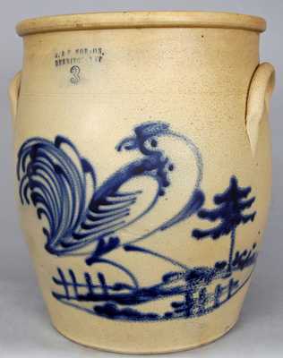 J. & E. NORTON / BENNINGTON, VT Stoneware Crock w/ Rooster