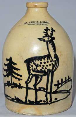 Norton Stoneware Deer Jug w/ Mass. Advertising
