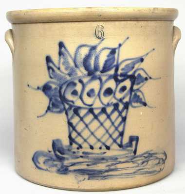 New York Stoneware Jar w/ Flower Basket Design