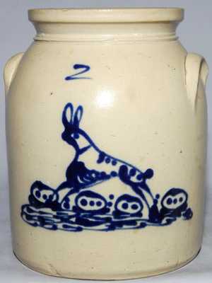 Stoneware Rabbit Crock, attributed to Albany, NY