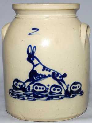 Stoneware Rabbit Crock, attributed to Albany, NY