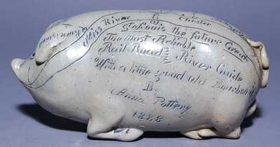 Anna Pottery Pig Bottle / Railroad Flask, Anna, Illinois, 1888