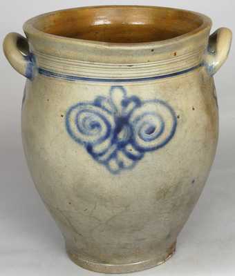Stoneware Jar w/ "Watch Spring" Decoration, attrib. Capt. James Morgan, Cheesequake, NJ