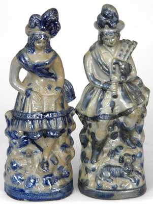 Pair of Stoneware Figures, attributed T. Harrington, Lyons, NY