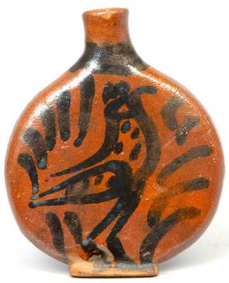 Redware Bird Flask