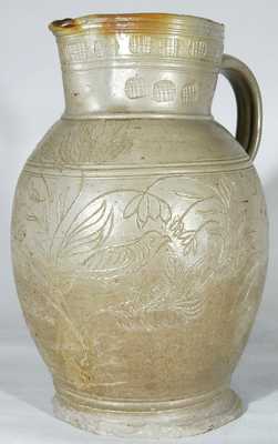 Stoneware Pitcher w/ Incised Birds, probably Webster School, Randolph County, NC