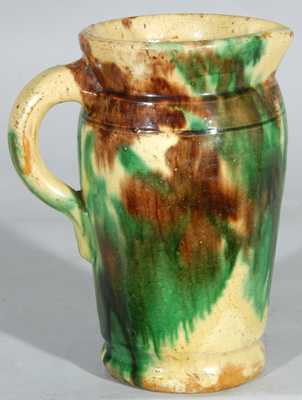 Multi-Glazed Redware Cream Pitcher, Strasburg, Virginia