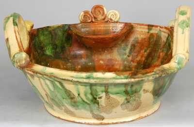 Eberly, Strasburg, Virginia, Multi-Glazed Redware Washbowl