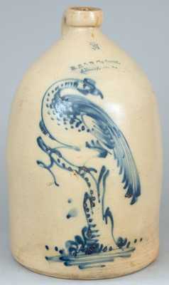 R.S. Cushman, / Albany, N.Y. Stoneware Advertising Jug w/ Pheasant