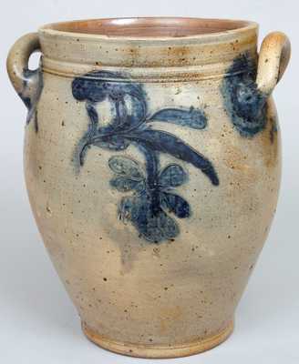 J. REMMEY / MANHATTAN-WELLS / NEW-YORK Stoneware Crock w/ Incised Floral