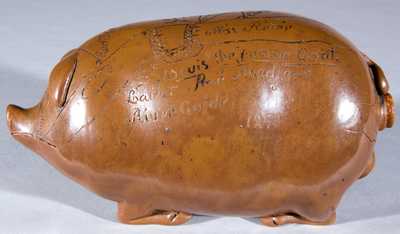 Anna Pottery Pig Bottle, Dated 1890