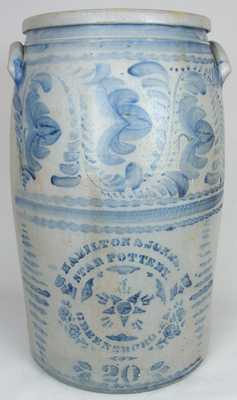 HAMILTON & JONES / STAR POTTERY / GREENSBORO, PA Twenty-Gallon Stoneware Crock