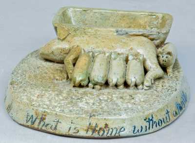 Anna Pottery Match Safe w/ Pig Group