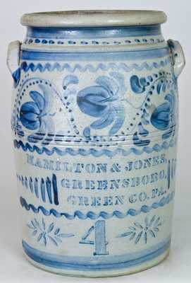 HAMILTON & JONES, / GREENSBORO, / GREEN CO. PA Stoneware Crock