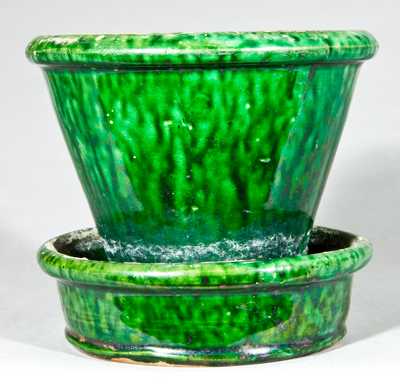 JOHN BELL / WAYNESBORO Redware Green-Glazed Flowerpot