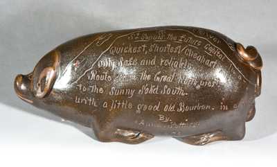 Anna Pottery / 1878 Stoneware Pig Flask, made by Wallace & Cornwall Kirkpatrick in Anna, Illinois