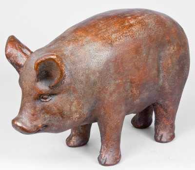 Large-Sized Stoneware Figure of a Pig, Midwestern