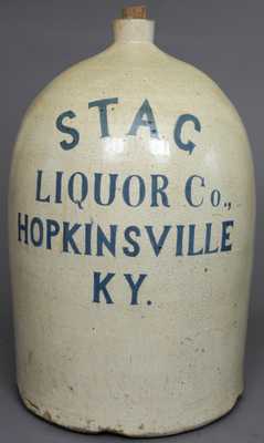 STAG LIQUOR Co., HOPKINSVILLE, KY 20-Gallon Stoneware Jug