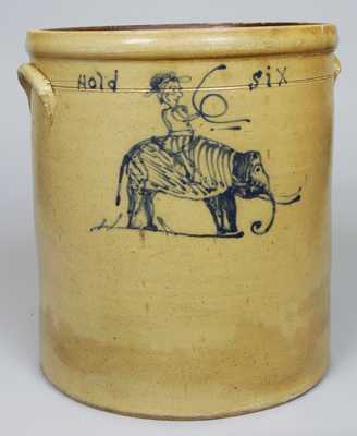 Midwestern Stoneware Crock w/ Elephant and Rider