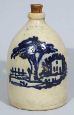 J. & E. NORTON / BENNINGTON, VT Stoneware Jug w/ House Scene