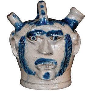 Exceedingly Rare & Important Remmey, Philadelphia Stoneware Face Jug