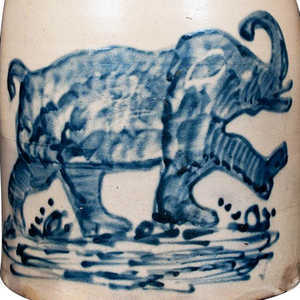 Extremely Important West Troy, NY Stoneware Elephant Crock