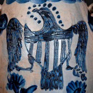 Henry Remmey, Baltimore Stoneware Water Cooler w/ Profuse Incised Federal Eagle Motif