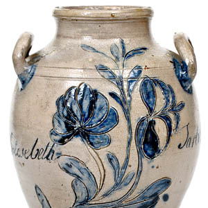 Highly Important Mrs. Elesebeth Tarbell / 1806 BOSTON Stoneware Jar