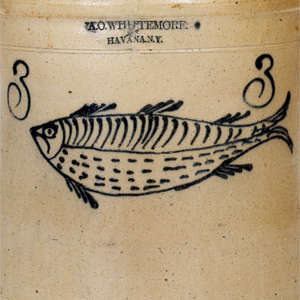A.O. Whittemore / Havana, New York Stoneware Fish Crock