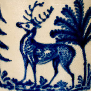 Exceptional N. CLARK & CO. / ROCHESTER, NY Stoneware Jar w/ Elaborate Deer Scene