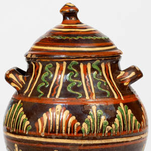 Outstanding Alamance County, North Carolina Redware Lidded Sugar Jar