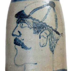 American Stoneware Folk Art (Western PA Baseball Player Crock)