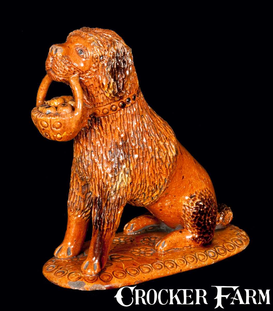 Exceptional John Bell Redware Pottery Dog Figure