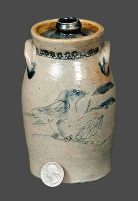 Miniature New York State Stoneware Incised Bird Churn