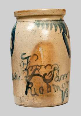 Stoneware Jar w/ Freehand Inscription, From Keesee & Parr / Richmond, Va.