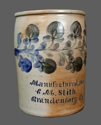 J.H. Miller, Brandenburg, Kentucky, Stoneware Crock, Manufactured, For / C M. Stith / Brandenburg Ky