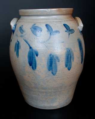 4 Gal. Stoneware Jar with Cobalt Vine Decoration, Mid-Atlantic Origin circa 1870